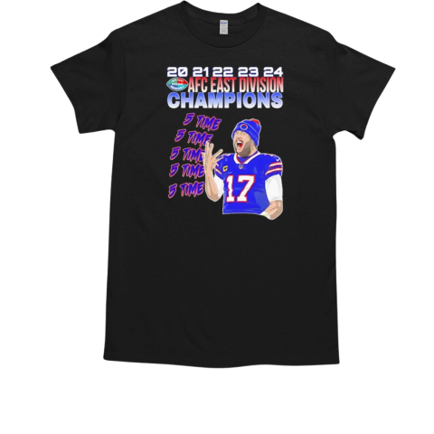 5 Time AFC East Champions 2024 Josh Allen T-Shirt