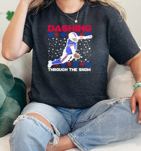 Bills Josh Allen dashing through the snow ugly Christmas  Classic Womens T-shirt