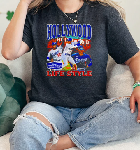 Dodgers Hollywood Lifestyle Stadium  Classic Womens T-shirt