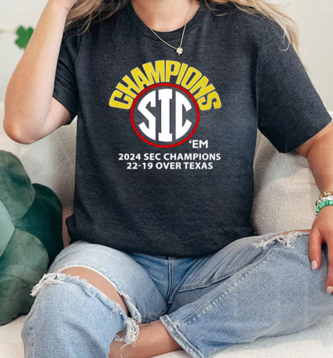 Georgia Beats Texas 22 19 in 2024 SEC Championship Sic Em Dawgs  Classic Womens T-shirt