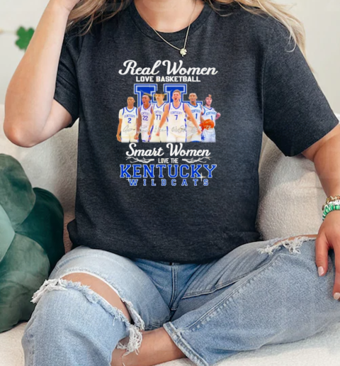 Kentucky Wildcats Real Women Love Basketball Smart Women Love The Kentucky Wildcats Signatures  Classic Womens T-shirt