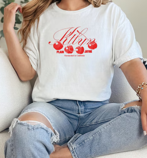 Ktlyn White Plain Jayne Cherry  Classic Womens T-shirt