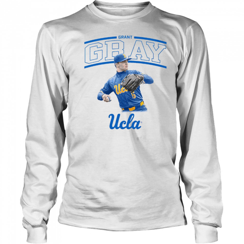 Grant Gray Illustrated UCLA Bruins Baseball NCAA Division I t-shirt Long Sleeved