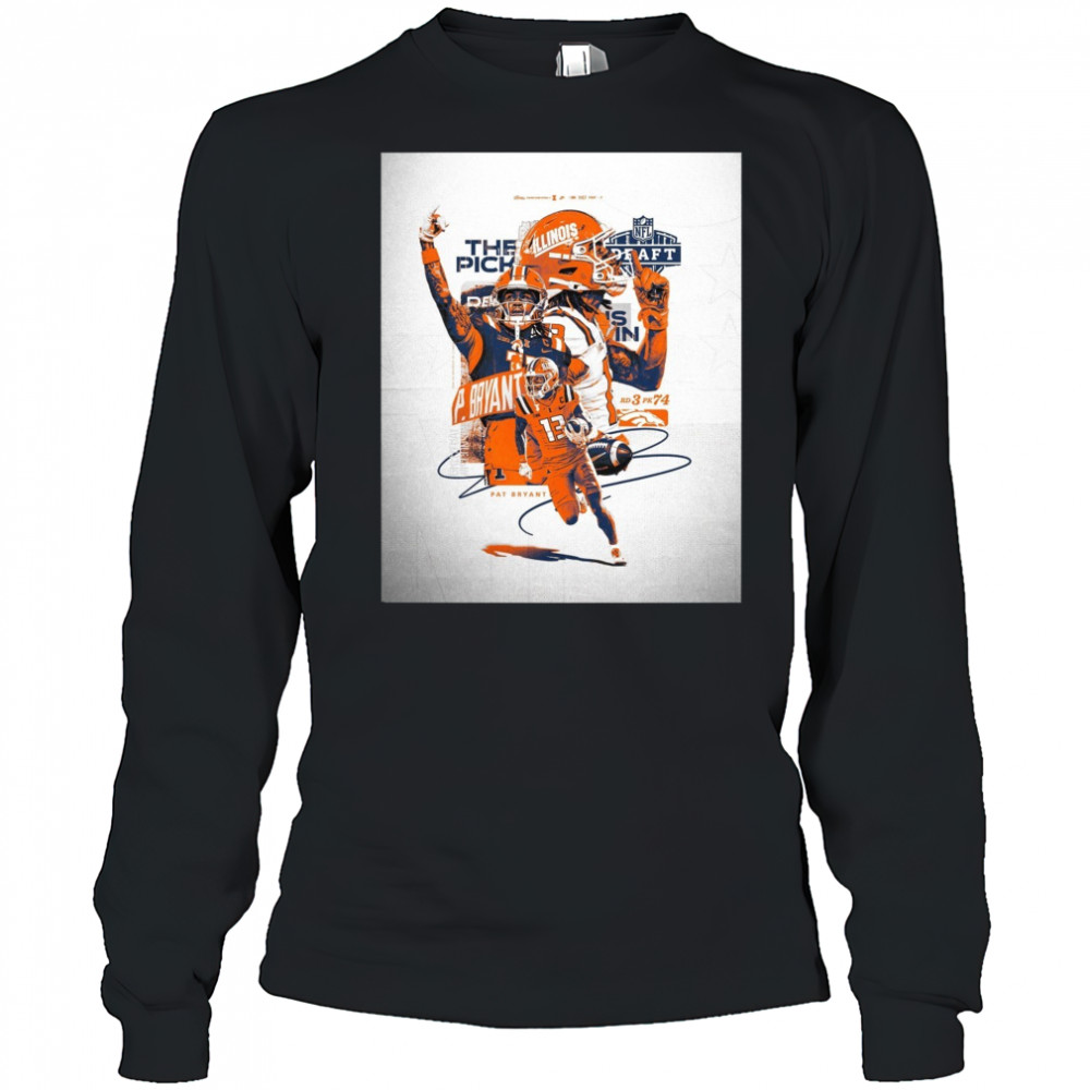 Illinois Fighting Illini football The Pick Pat Bryant NFL Draft 2025 Signature Round 3 Pick 74 Poster t-shirt Long Sleeved