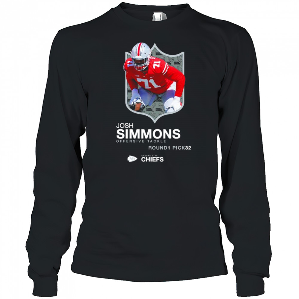 Josh Simmons Offensive Tackle Round 1 Pick 32 Kansas City Chiefs Football NFL 2025 t-shirt Long Sleeved