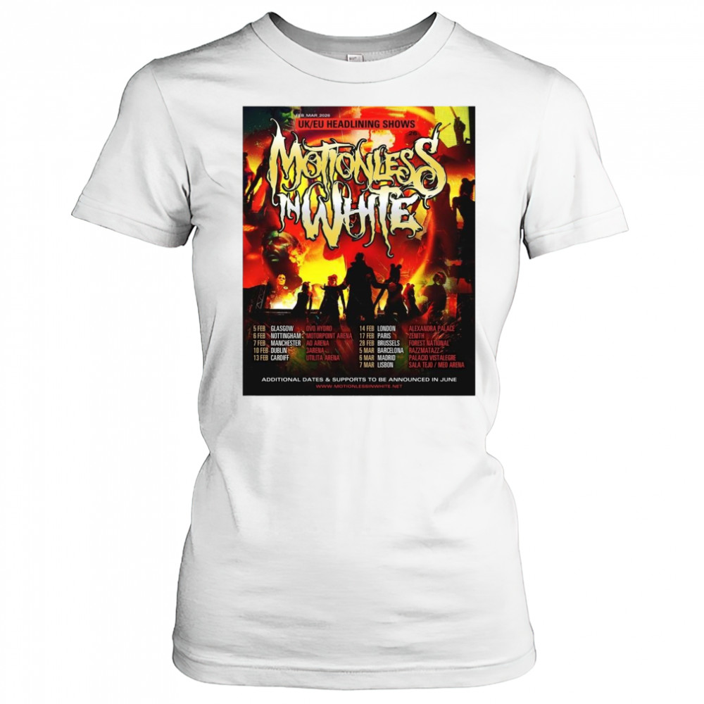 Knotfest EU UK Headlining Shows Motionless In White 5 Feb Glasgow Ovo Hydro 6 Feb Nottingham Motorpoint Arena t-shirt Women's T-shirt