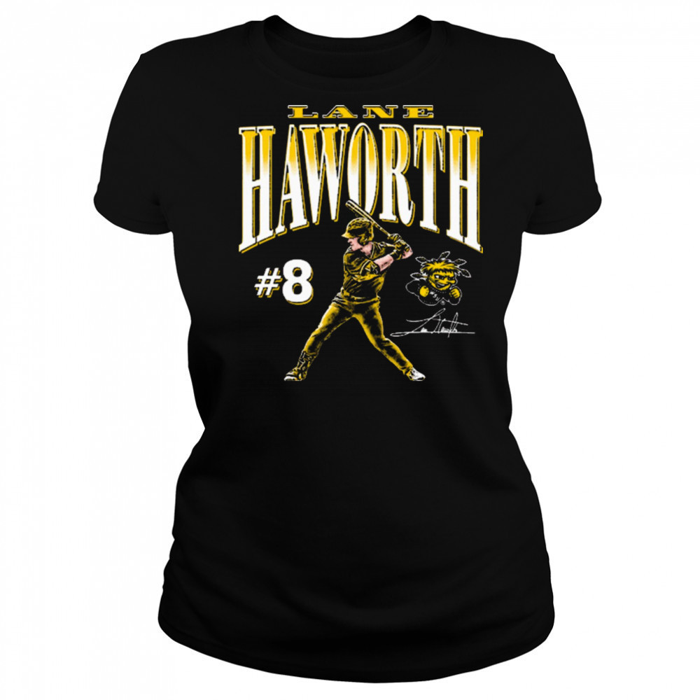 Lane Haworth #8 Wichita State Shockers baseball NCAA Division I Portrait Signature t-shirt Women's T-shirt