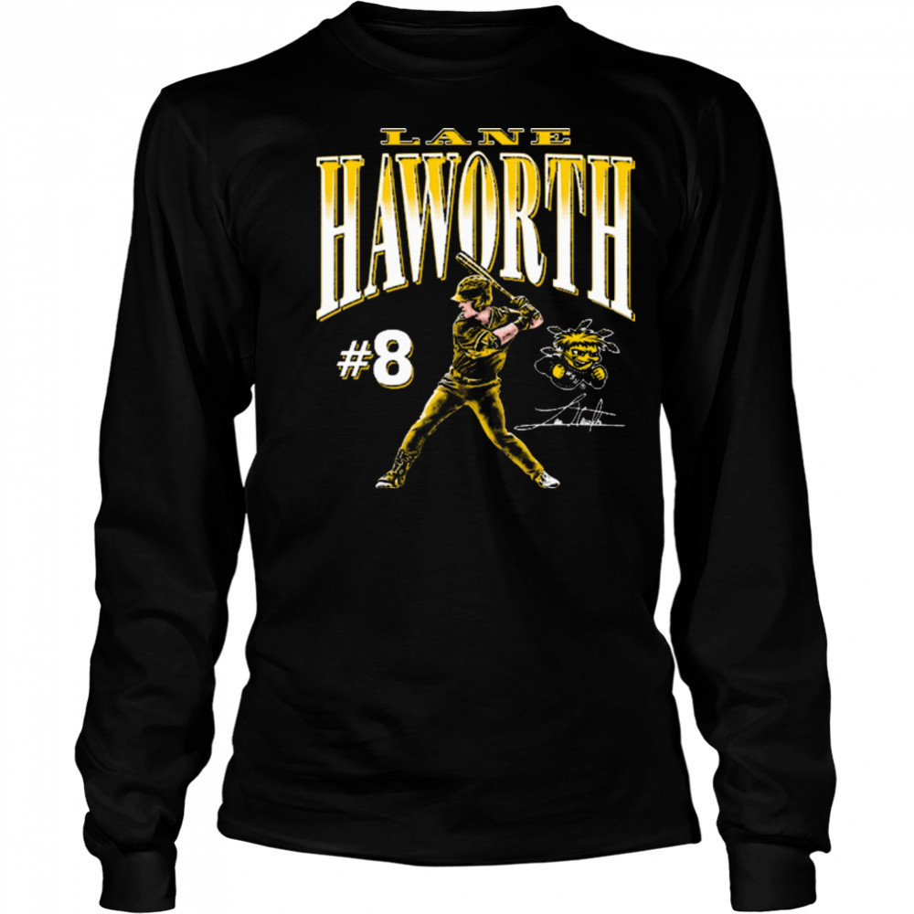 Lane Haworth #8 Wichita State Shockers baseball NCAA Division I Portrait Signature t-shirt Long Sleeved