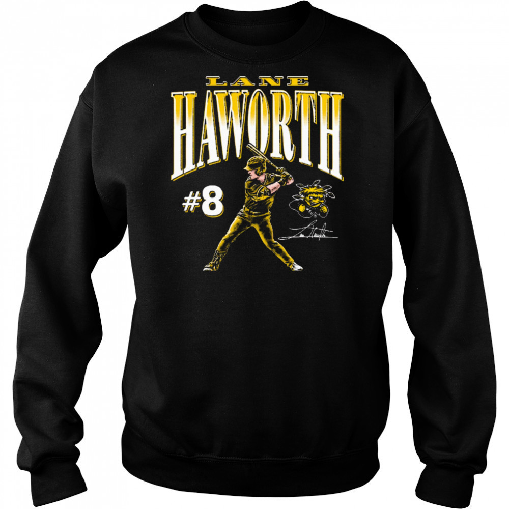 Lane Haworth #8 Wichita State Shockers baseball NCAA Division I Portrait Signature t-shirt Hoodie