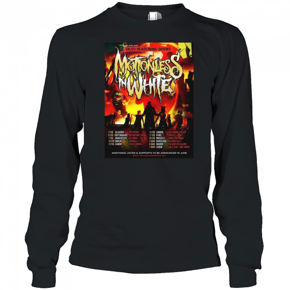 Motionless In White UK EU Headlining Shows 2026 Tour Shirt Long Sleeved