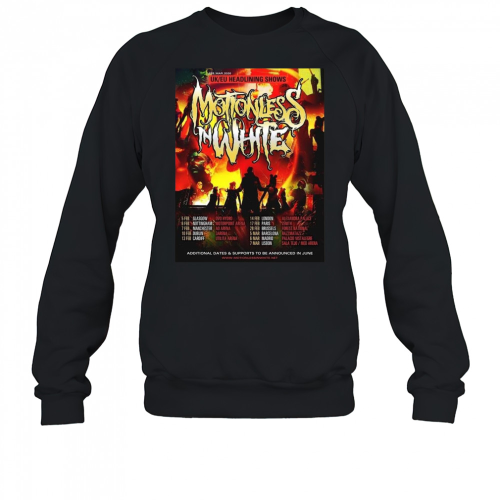 Motionless In White UK EU Headlining Shows 2026 Tour Shirt Sweatshirt