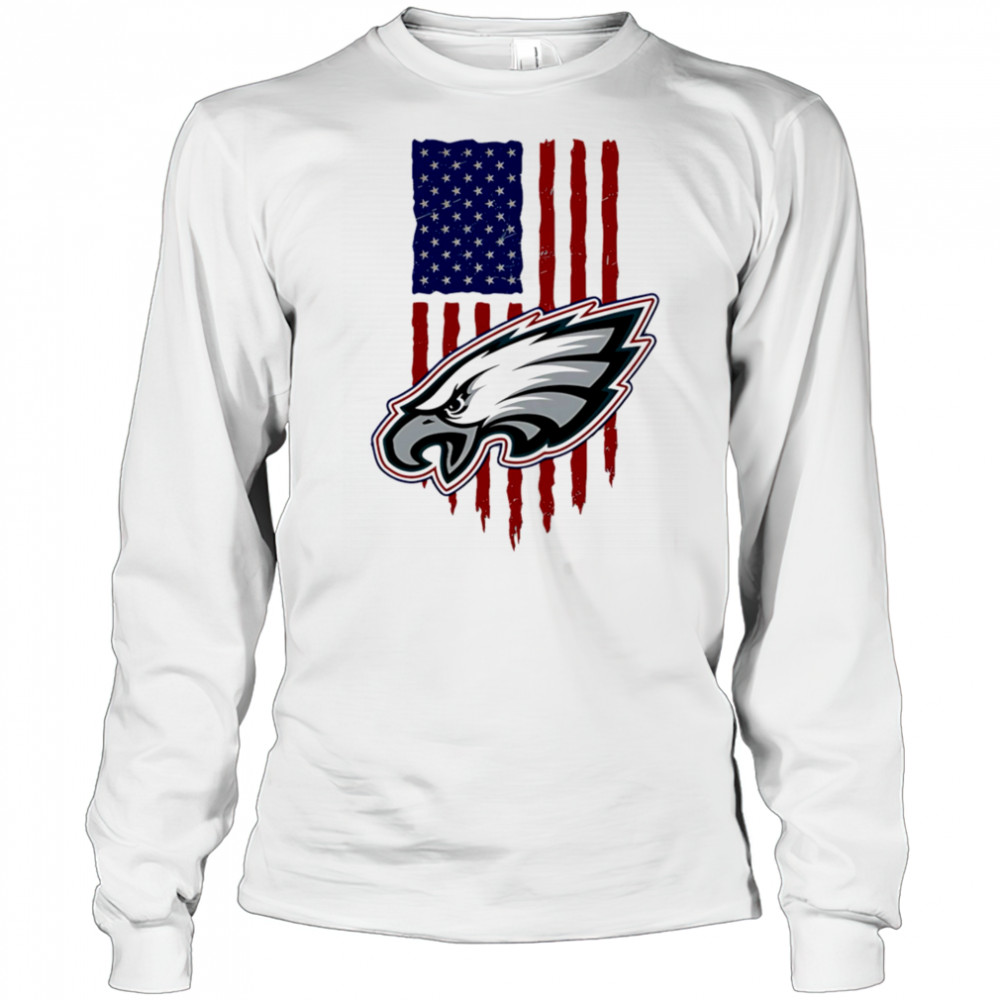 Philadelphia Eagles American Flag logo shirt Long Sleeved