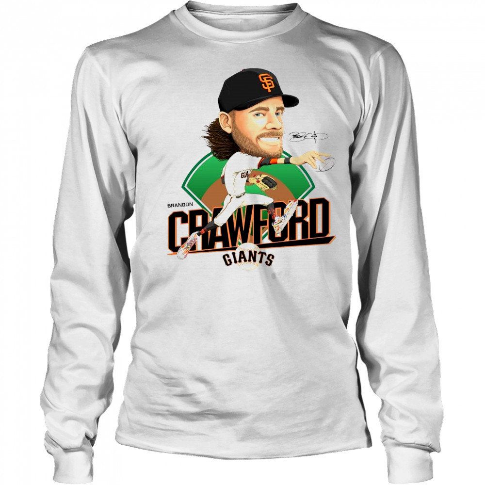 San Francisco Giants Celebrating The Legendary Brandon Crawford Caricature Signature MLB t-shirt Long Sleeved