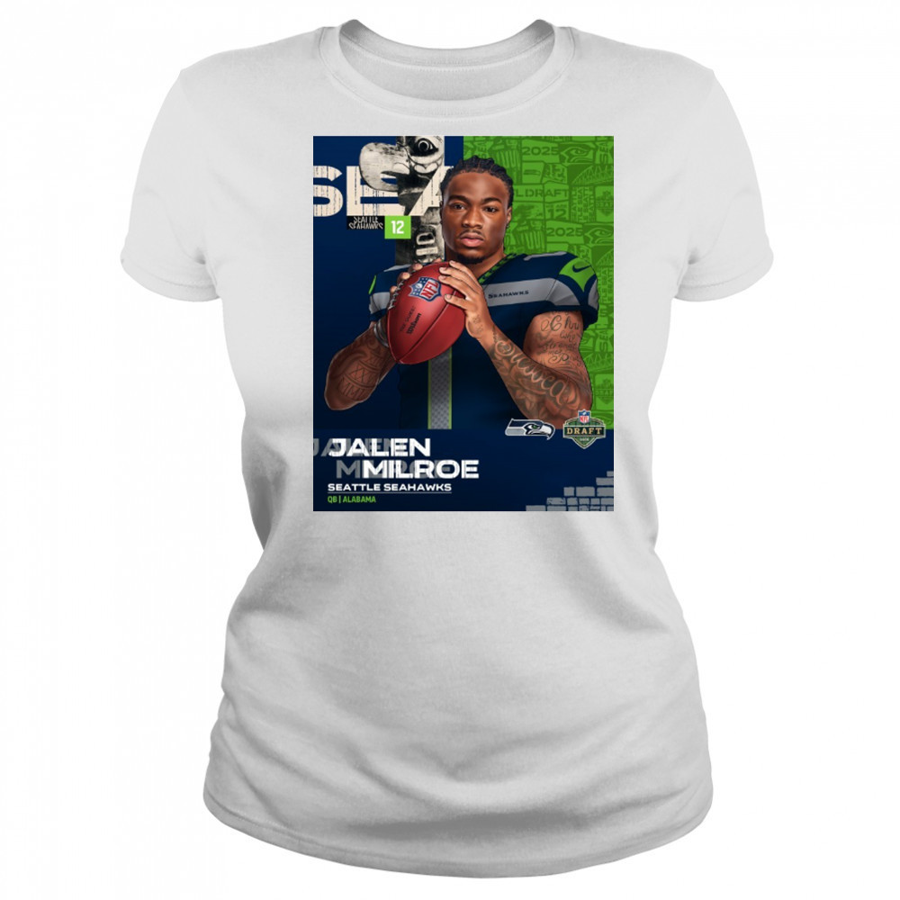 Seattle Seahawks Football Jalen Milroe QB Alabama NFL Draft 2025 Poster t-shirt Women's T-shirt