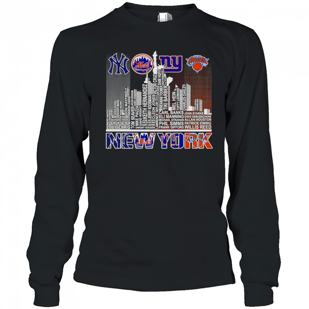 Skyline New York Sports Team Player Name T-Shirt Long Sleeved