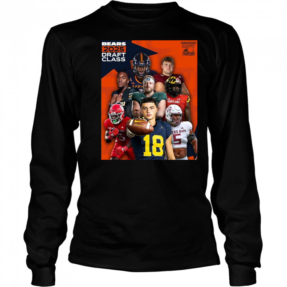 Spiked Refreshers Happy Thursday ZahQuan Frazier Ozzy Trapilo Luther Burden lll Chicago Bears 2025 Draft Class Poster t-shirt Long Sleeved