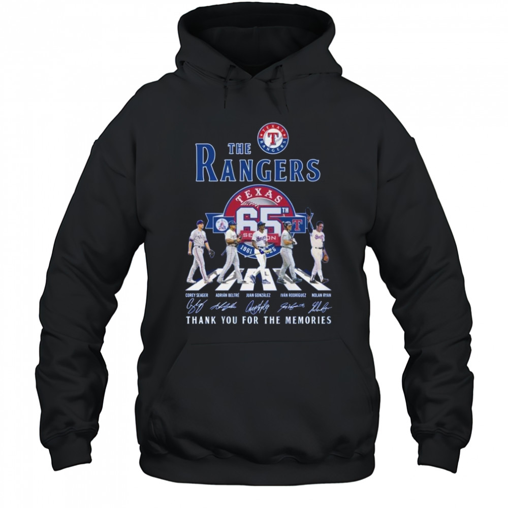 The Texas Rangers 65 Season 1961-2025 Thank You For The Memories Signatures Walking Shirt Hoodie