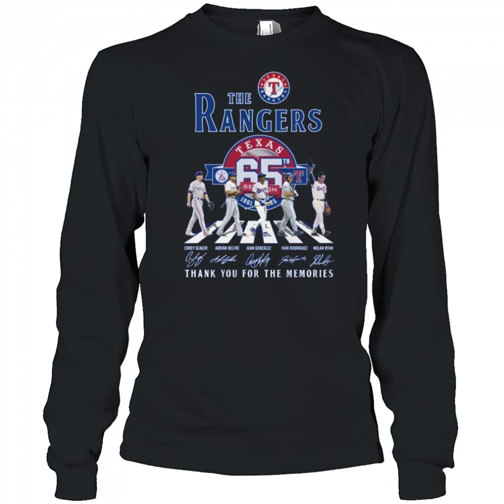 The Texas Rangers 65 Season 1961-2025 Thank You For The Memories Signatures Walking Shirt Long Sleeved