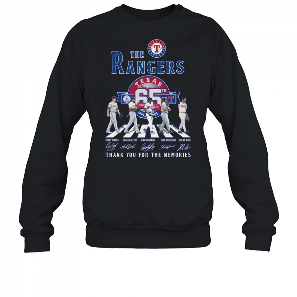 The Texas Rangers 65 Season 1961-2025 Thank You For The Memories Signatures Walking Shirt Sweatshirt