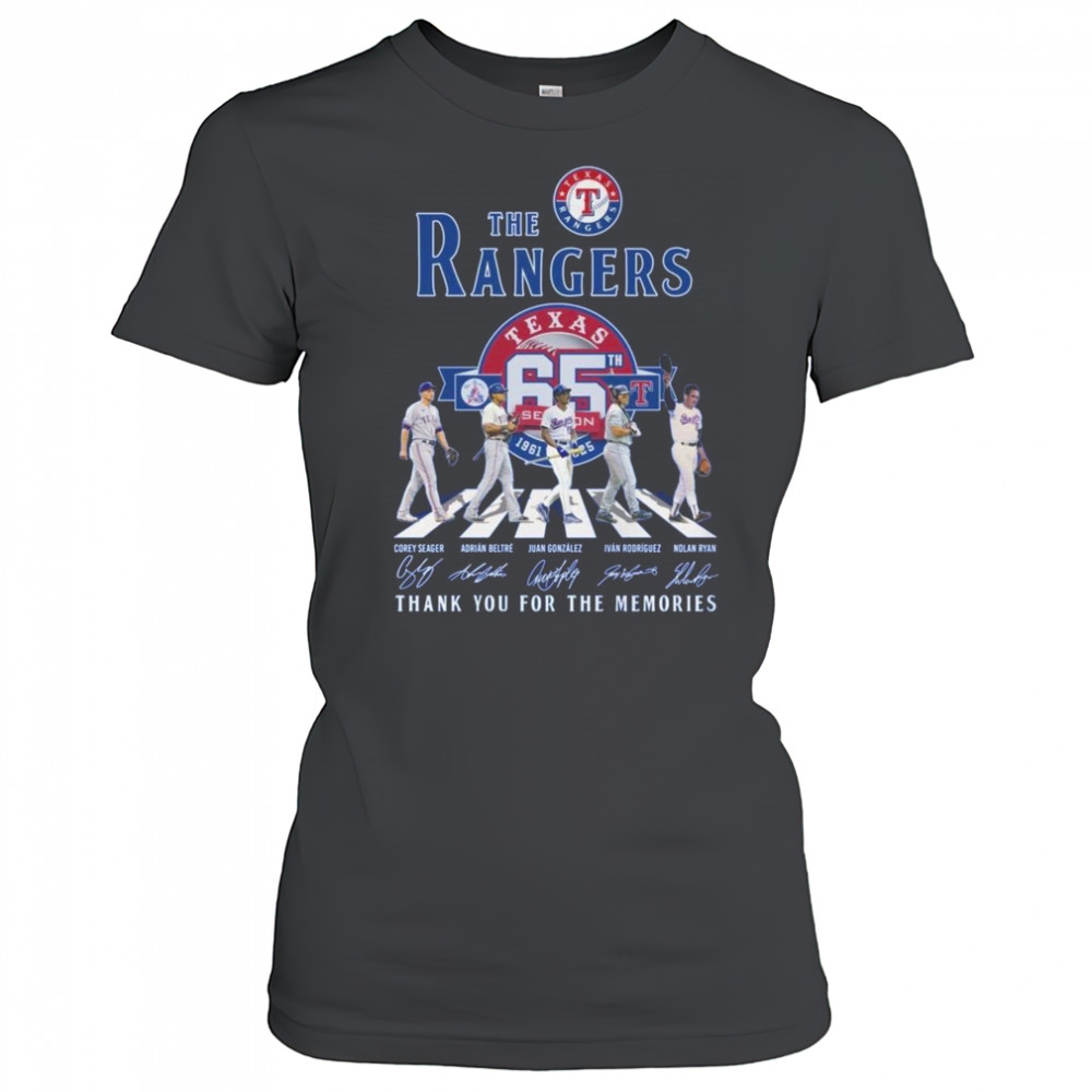 The Texas Rangers 65 Season 1961-2025 Thank You For The Memories Signatures Walking Shirt Women's T-shirt
