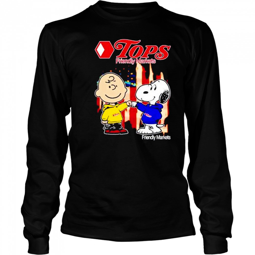 Tops Friendly Markets Charlie Brown and Snoopy shirt Long Sleeved