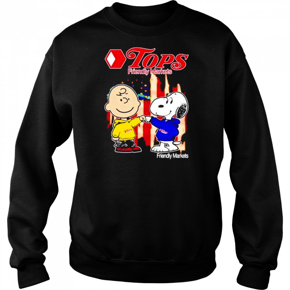 Tops Friendly Markets Charlie Brown and Snoopy shirt Hoodie
