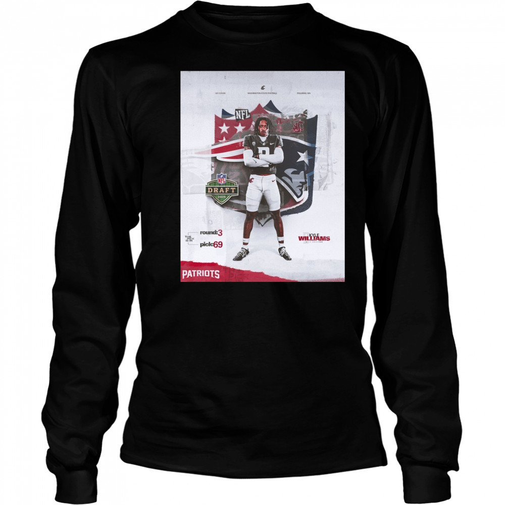 Washington State Cougars football Kyle Williams NFL Draft 2025 The Pick Is In Round 3 Pick 69 Poster t-shirt Long Sleeved