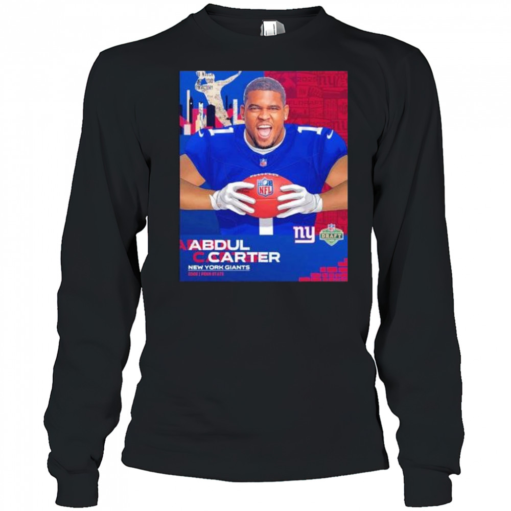 Abdul Carter New York Giants 2025 NFL Draft cartoon shirt Long Sleeved