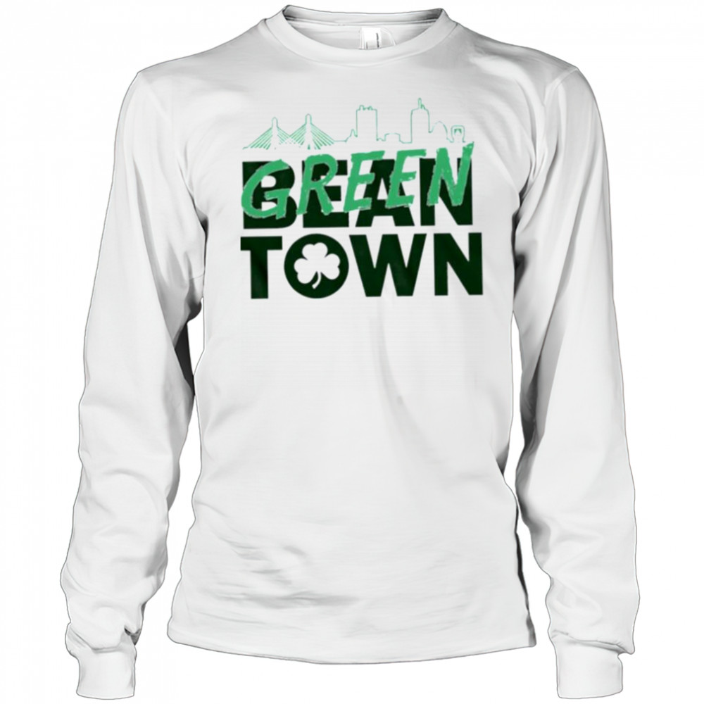 Boston basketball green town skyline shirt Long Sleeved