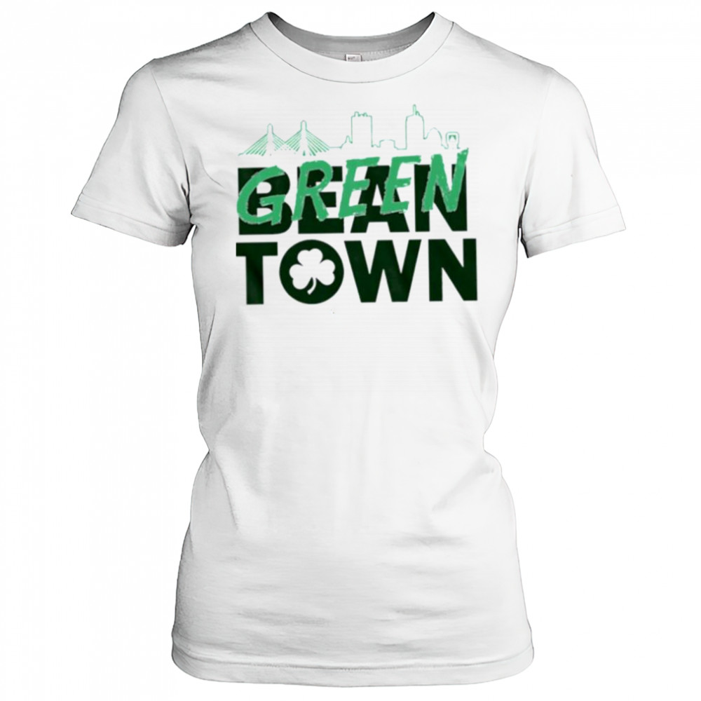 Boston basketball green town skyline shirt Women's T-shirt