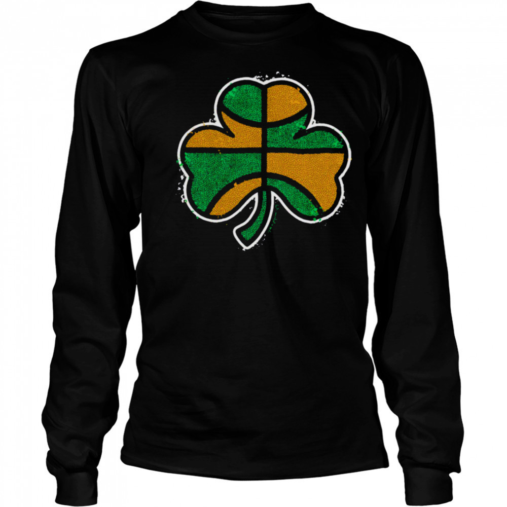 Green and gold basketball shamrock Boston shirt Long Sleeved