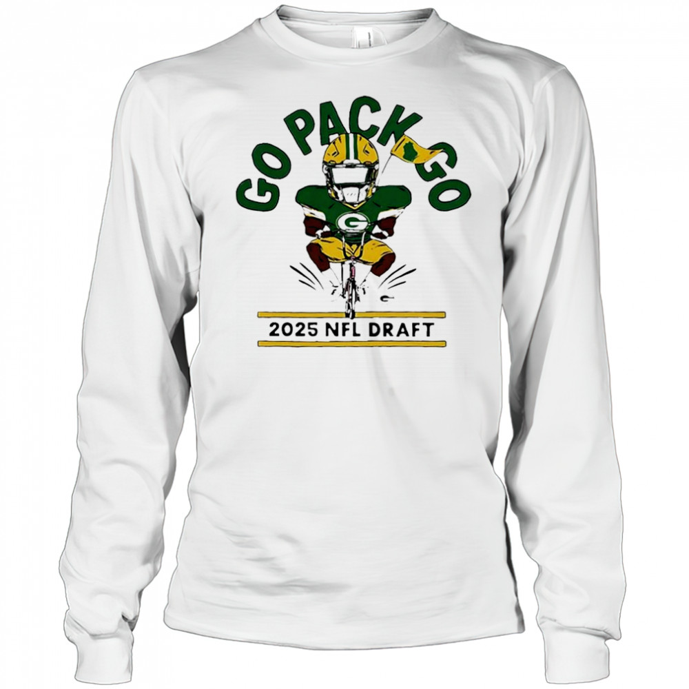 Green Bay Packers 2025 Nfl Draft Go Pack Go Here We Go Bike T-Shirt Long Sleeved
