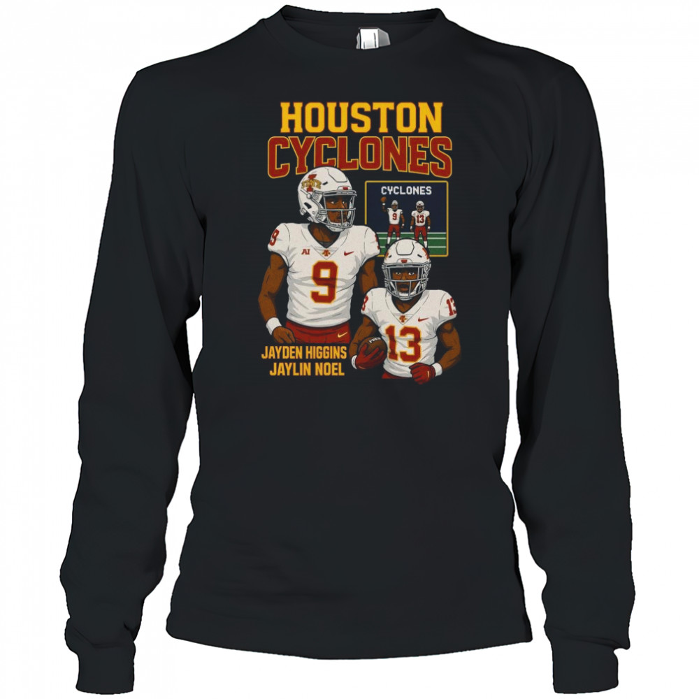Houston Cyclones Jayden Higgins And Jaylin Noel NFL Draft 2025 Caricatures t-shirt Long Sleeved
