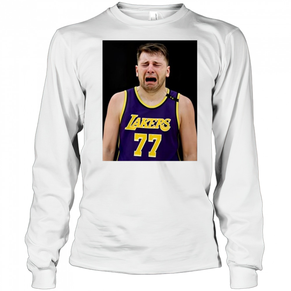 Justin Gaard Luka Doncic Lakers Crying 2025 Poster t-shirt Long Sleeved