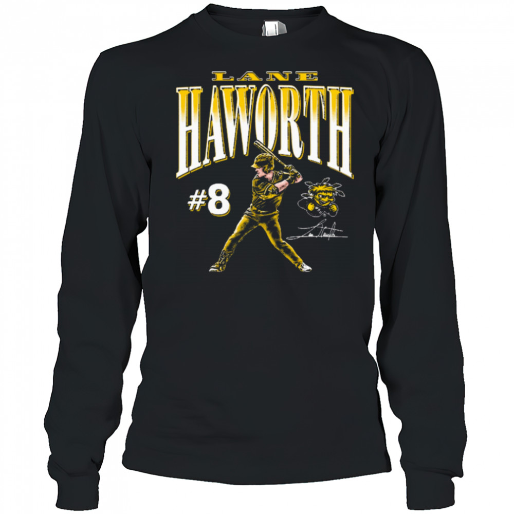 Lane Haworth #8 Wichita State Shockers baseball NCAA Division I Portrait Signature t-shirt Long Sleeved