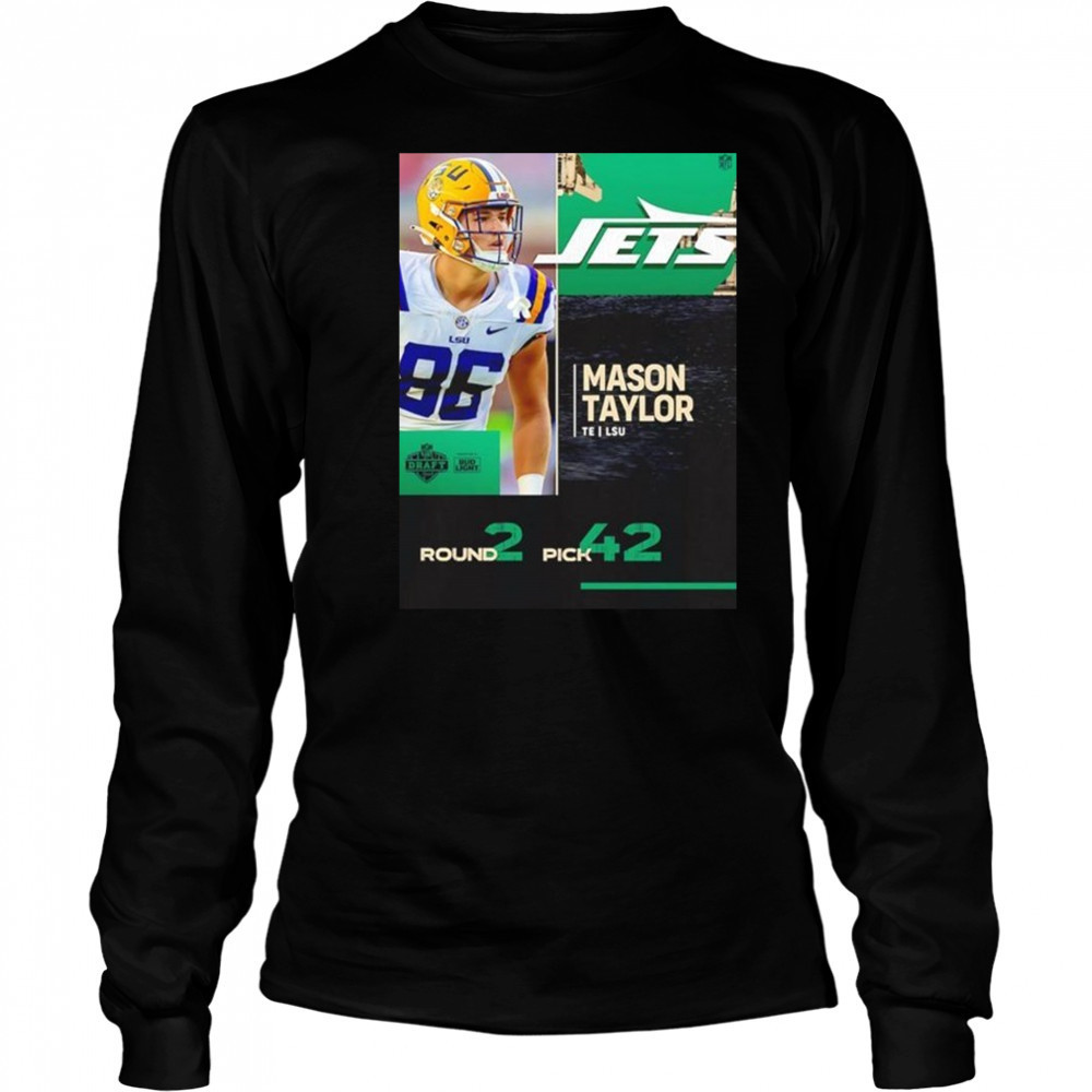 Mason Taylor New York Jets 2025 Nfl Draft Poster T-Shirt Long Sleeved