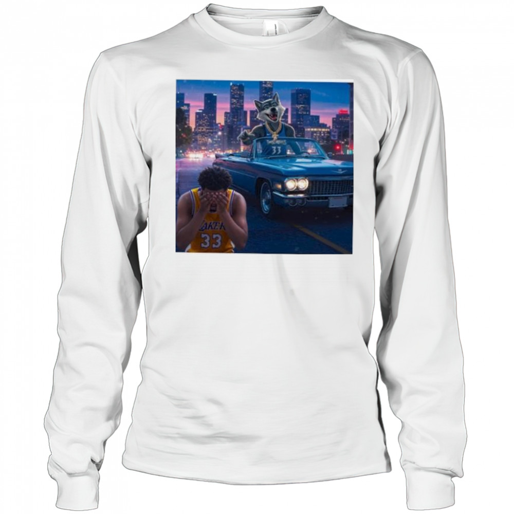 Minnesota Timberwolves beat Los Angeles Lakers skyline mascot shirt Long Sleeved