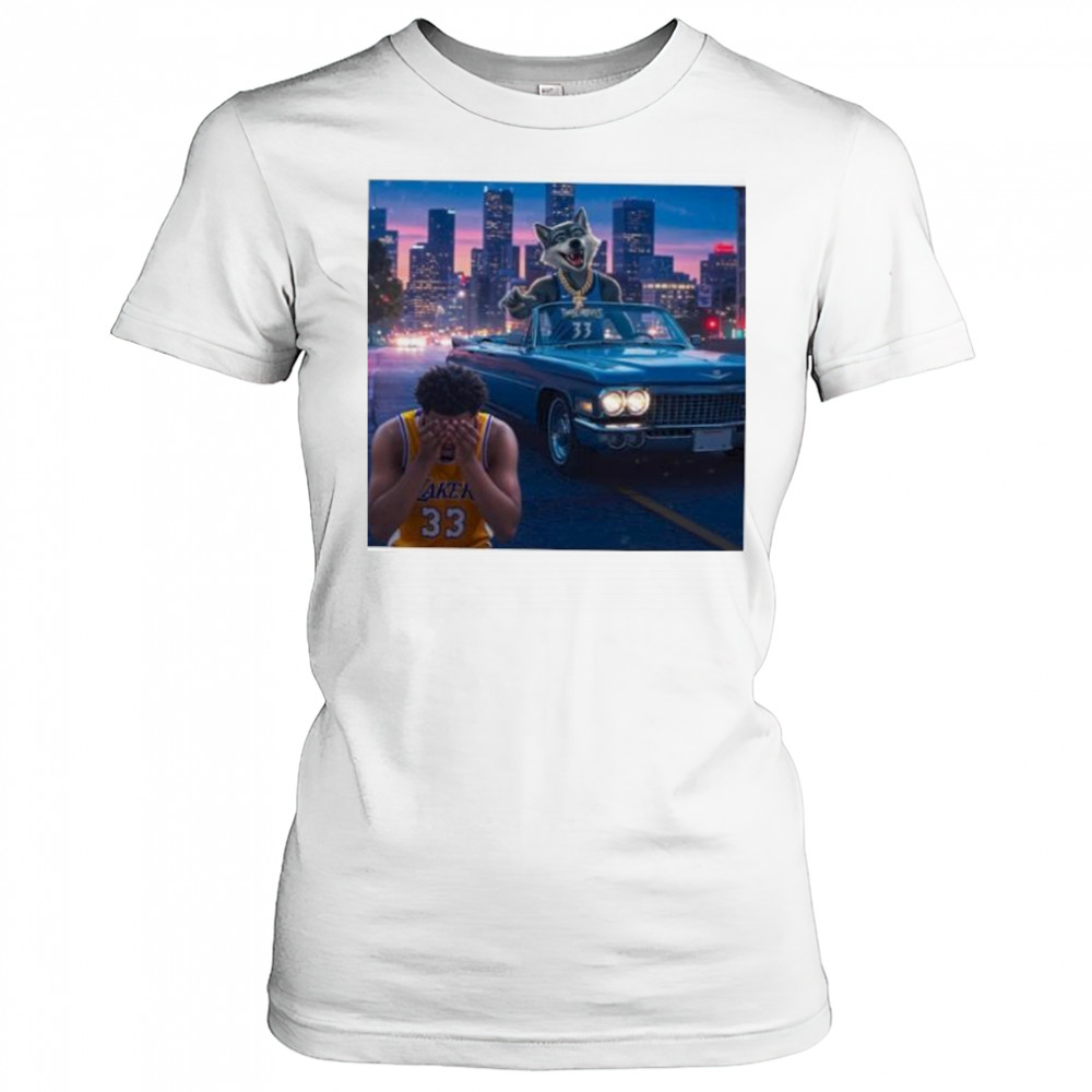 Minnesota Timberwolves beat Los Angeles Lakers skyline mascot shirt Women's T-shirt