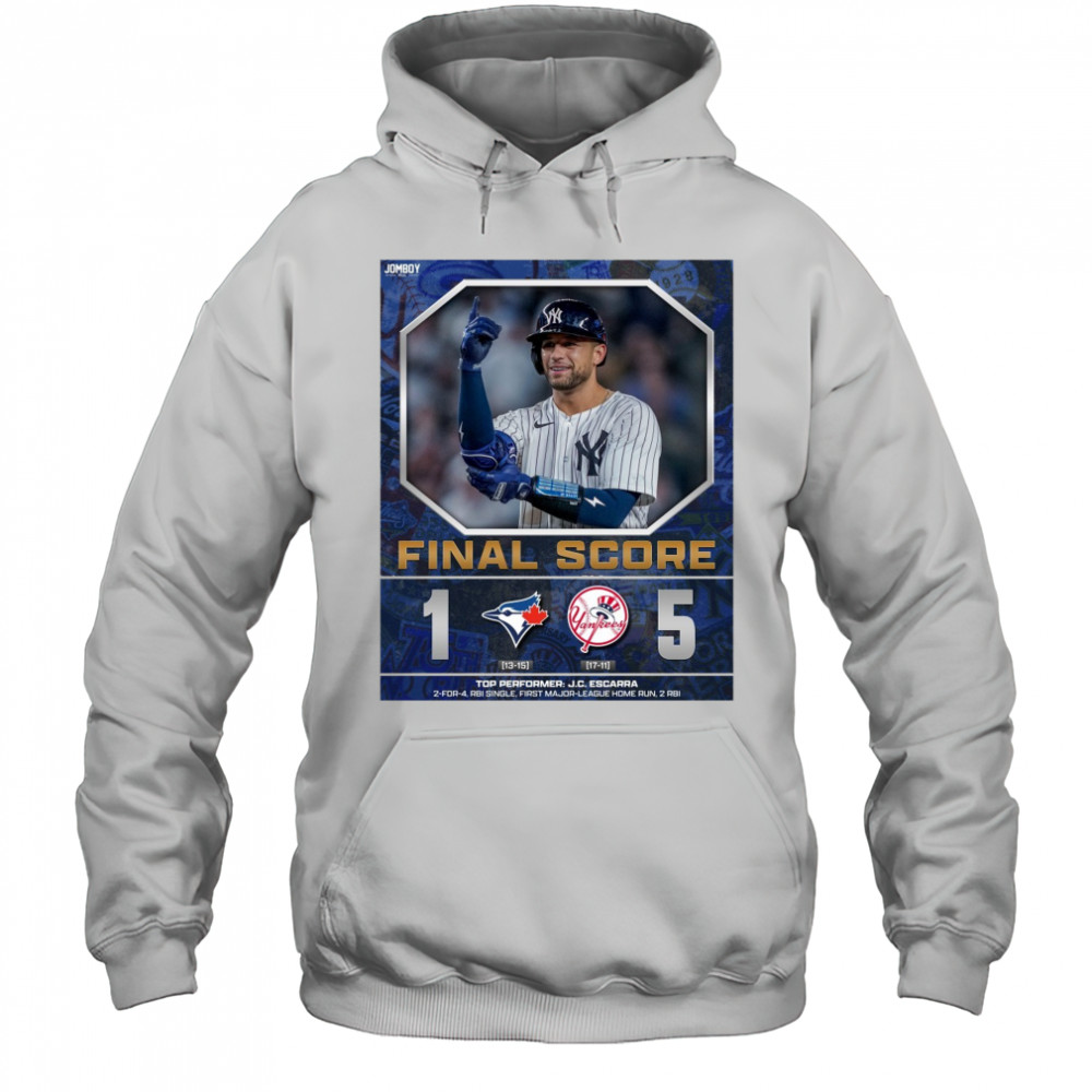 New York Yankees Win Toronto Blue Jays Final Score 5 – 1 Top Performer J.C. Escarra Poster t-shirt Hoodie