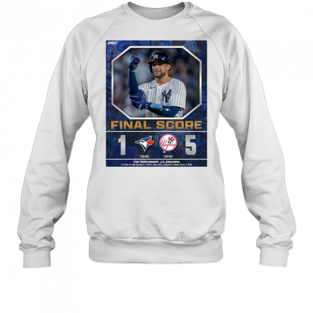 New York Yankees Win Toronto Blue Jays Final Score 5 – 1 Top Performer J.C. Escarra Poster t-shirt Sweatshirt