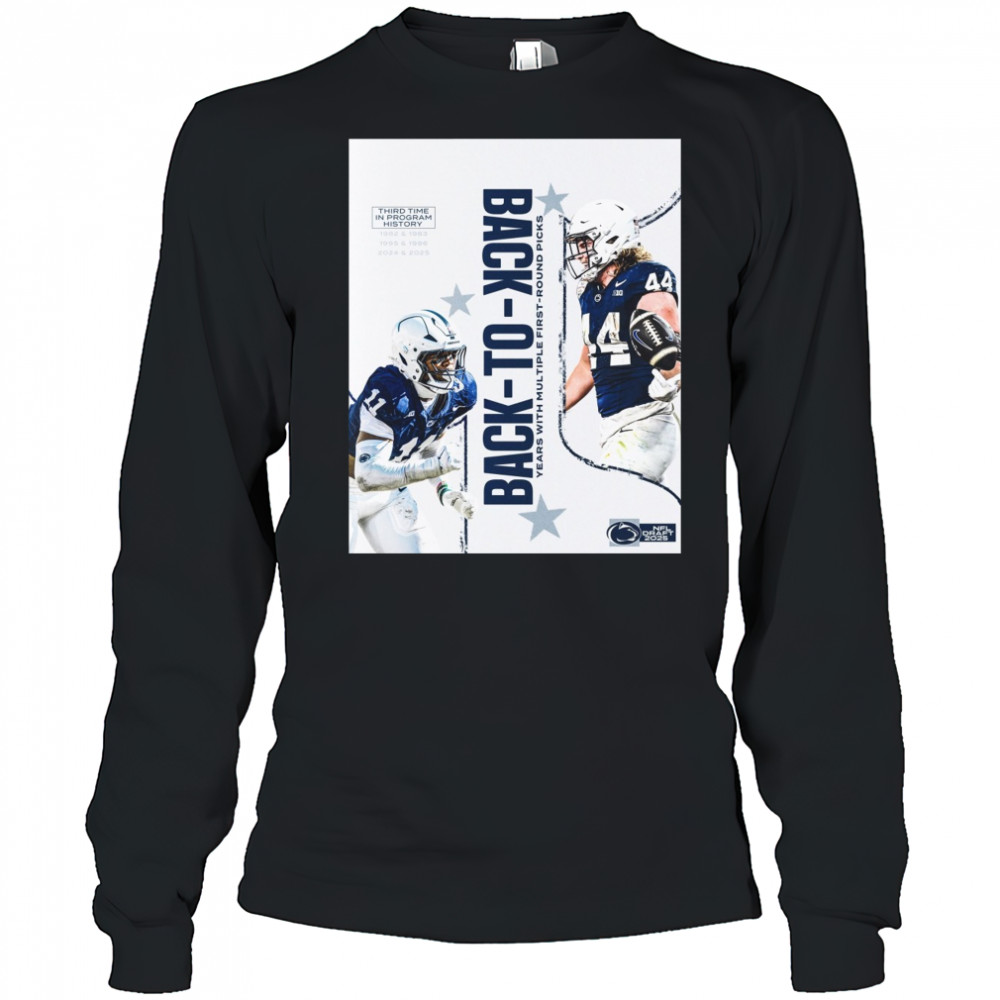 Penn State Nittany Lions Back-To-Back Years With Multiple First-round Picks NFL Draft 2025 Poster t-shirt Long Sleeved