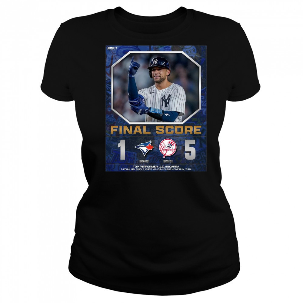 Poster New York Yankees Win Toronto Blue Jays Final Score 5 – 1 Top Performer J.C. Escarra t-shirt Women's T-shirt