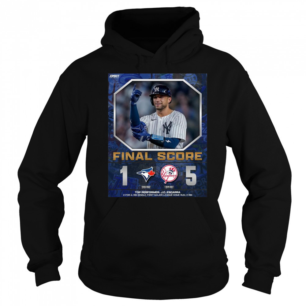 Poster New York Yankees Win Toronto Blue Jays Final Score 5 – 1 Top Performer J.C. Escarra t-shirt Sweatshirt