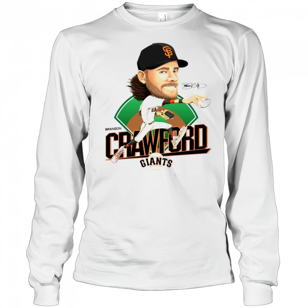 San Francisco Giants Celebrating The Legendary Brandon Crawford Caricature Signature MLB t-shirt Long Sleeved
