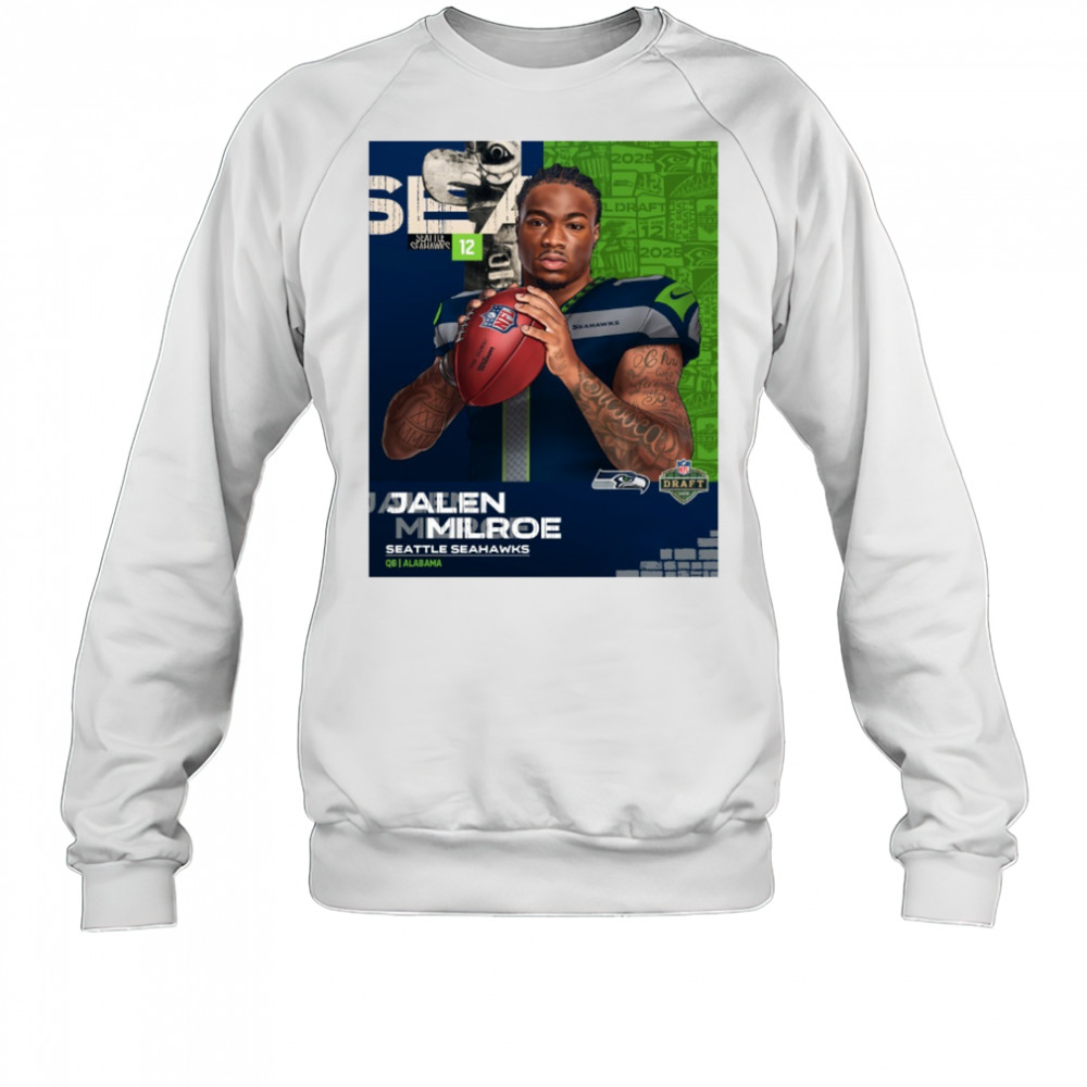 Seattle Seahawks Football Jalen Milroe QB Alabama NFL Draft 2025 Poster t-shirt Sweatshirt