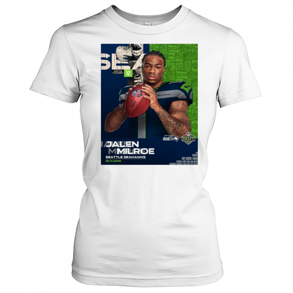 Seattle Seahawks Football Jalen Milroe QB Alabama NFL Draft 2025 Poster t-shirt Women's T-shirt