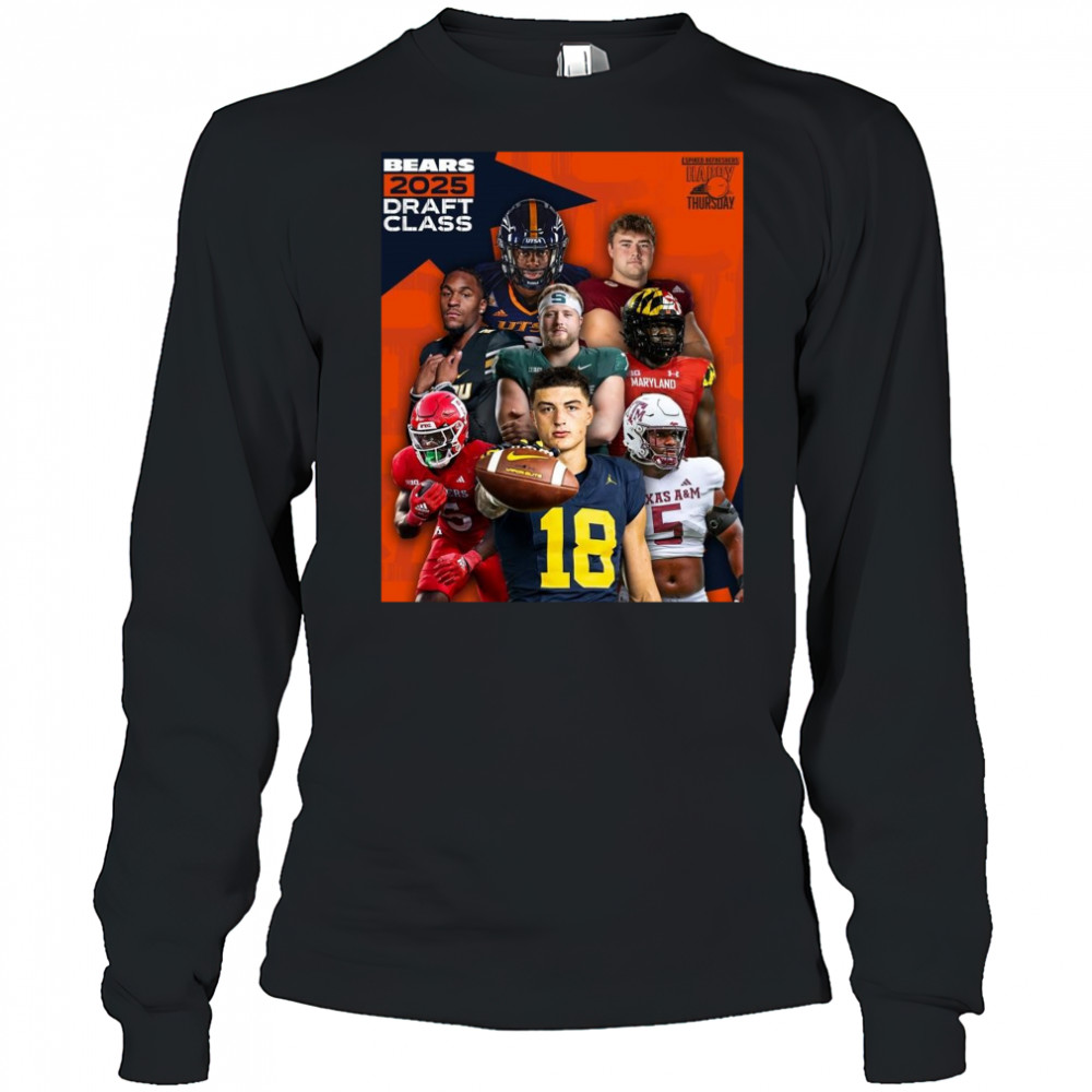 Spiked Refreshers Happy Thursday ZahQuan Frazier Ozzy Trapilo Luther Burden lll Chicago Bears 2025 Draft Class Poster t-shirt Long Sleeved