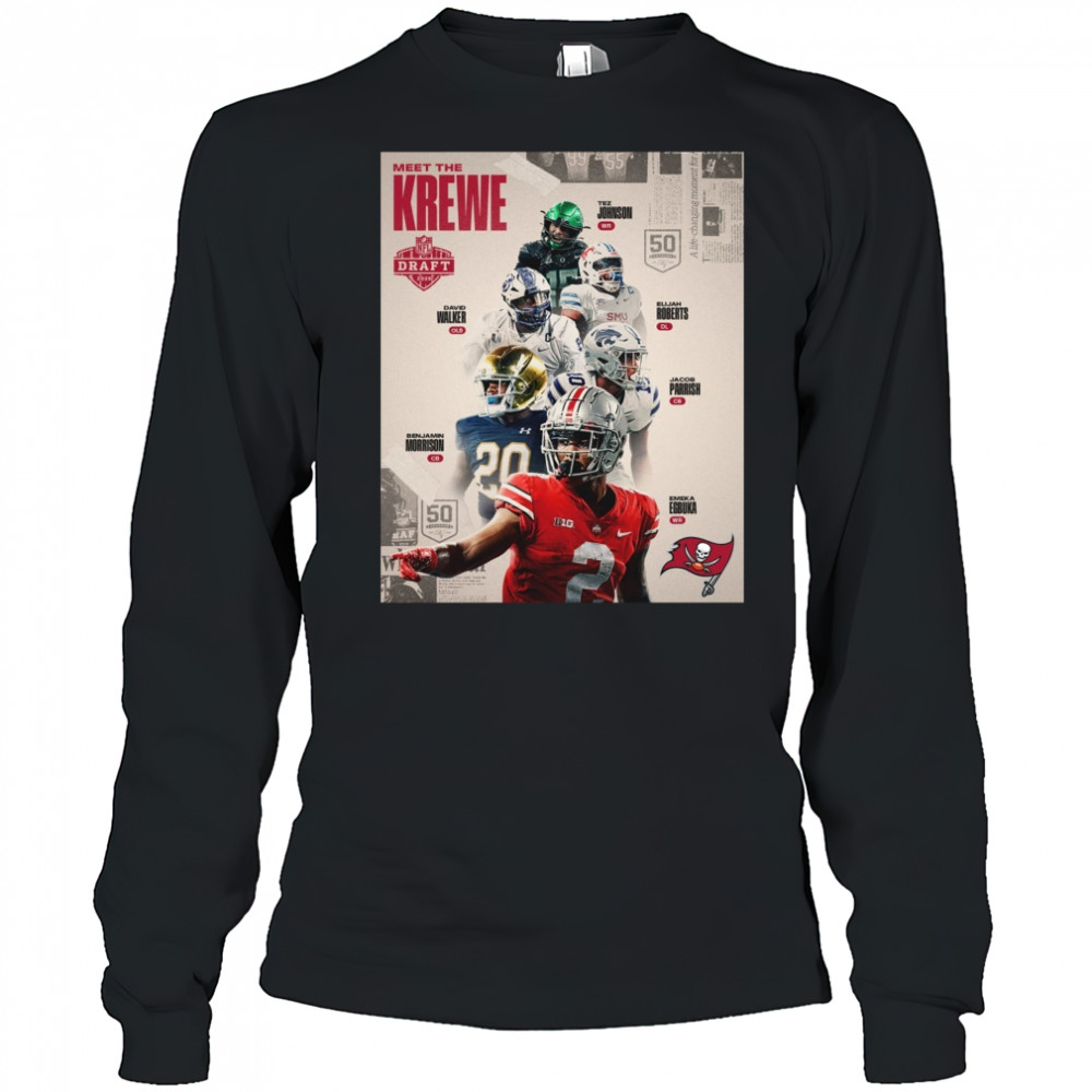 Tampa Bay Buccaneers Meet The Krewe NFL Draft 2025 John Walker Roberts Morrison Parrish Egbuka Poster t-shirt Long Sleeved