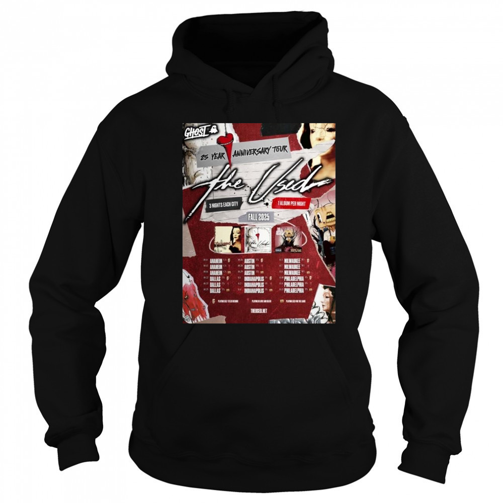 The Used 25th Anniversary Tour Fall 2025 Schedule Tour Shirt Sweatshirt