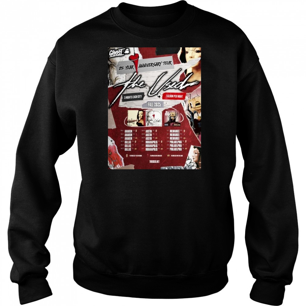 The Used 25th Anniversary Tour Fall 2025 Schedule Tour Shirt Hoodie